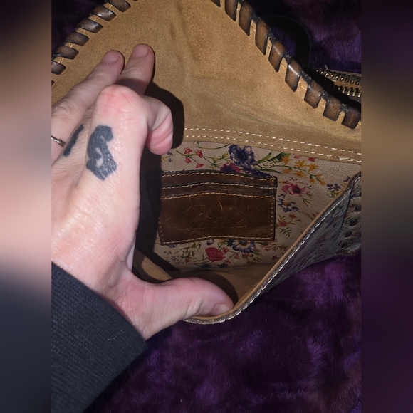 PATRICIA NASH EMELINE CROSSBODY PRAIRIE ROSE ORIG LEATHER FLORAL - Picture 3 of 16